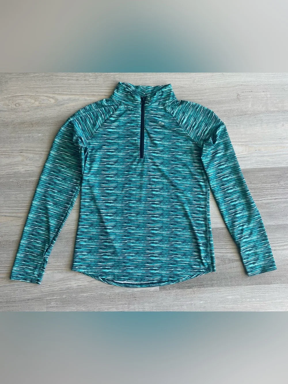 Justice Girls Teal Space-Dye Quarter-Zip Athletic Pullover Size 12